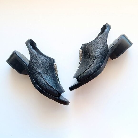 3.1 Phillip Lim Black Leather Open Toe Slingback Block Heel Loafers / Shoes 8.5 - Picture 15 of 16